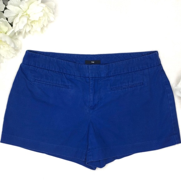 GAP Shorts Solid Canvas Cotton Royal Blue 4 Petite - Picture 9 of 9